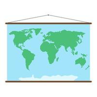 cartaz de parede de escola de mapa do mundo ilustração vetorial de contorno simples, acessório para sala de aula de geografia, representação de estilo plano da terra vetor