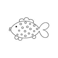 peixe bonito mar ou criatura do rio contorno ilustração vetorial de doodle simples, clipart de vida marinha, página para colorir, atividade de lazer para crianças vetor