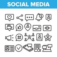 conjunto de ícones de elementos de mídia social de coleção vetor