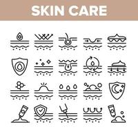 conjunto de ícones de elementos de coleção de cuidados com a pele vetor