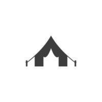sinal vetorial do símbolo de viagem do acampamento de tenda é isolado em um fundo branco. cor de ícone de viagens de acampamento de barraca editável. vetor