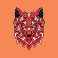 abstrato colorido geométrico ornamento doodle lobo ilustração tribal dos desenhos animados conceito vetor. adequado para logotipo, papel de parede, banner, plano de fundo, cartão, ilustração de livro, design de camiseta, adesivo, capa vetor