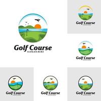 conjunto de modelo de design de logotipo de campo de golfe. vetor de conceito de logotipo de campo de golfe. símbolo de ícone criativo