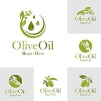 conjunto de modelo de design de logotipo verde-oliva. vetor de conceito de logotipo verde-oliva. símbolo de ícone criativo