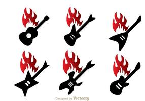 Guitarra em chamas vetor