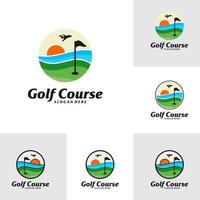 conjunto de modelo de design de logotipo de campo de golfe. vetor de conceito de logotipo de campo de golfe. símbolo de ícone criativo