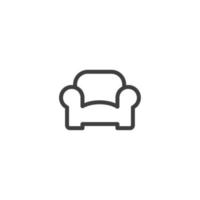sinal de vetor do símbolo de móveis de sofá é isolado em um fundo branco. cor do ícone da mobília do sofá editável.