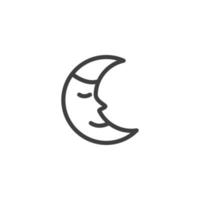 sinal de vetor do símbolo da lua é isolado em um fundo branco. cor do ícone da lua editável.