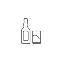 sinal vetorial da garrafa de vinho com símbolo de copo de vinho é isolado em um fundo branco. garrafa de vinho com cor de ícone de copo de vinho editável. vetor