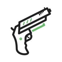 linha de pistola ícone verde e preto vetor