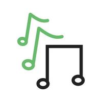 linha de notas musicais ícone verde e preto vetor
