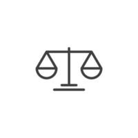 sinal de vetor do símbolo de escala de lei é isolado em um fundo branco. cor de ícone de escala de lei editável.