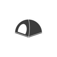 sinal vetorial do símbolo de viagem do acampamento de tenda é isolado em um fundo branco. cor de ícone de viagens de acampamento de barraca editável. vetor