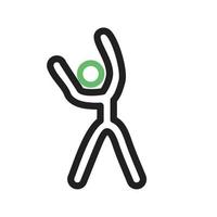 pessoa exercitando linha ícone verde e preto vetor