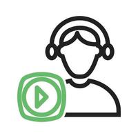 linha de music player ícone verde e preto vetor