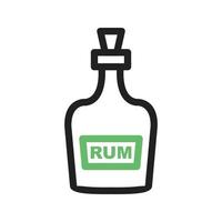 garrafa de rum linha ícone verde e preto vetor