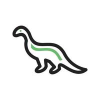 linha de dinossauro ícone verde e preto vetor