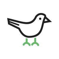 ícone verde e preto da linha do pássaro vetor