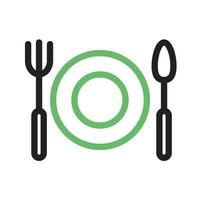 linha de prato de jantar ícone verde e preto vetor