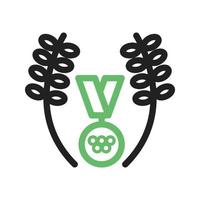 linha de medalha ícone verde e preto vetor