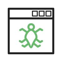 bug na linha de aplicação ícone verde e preto vetor