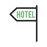 linha de sinal do hotel ícone verde e preto vetor