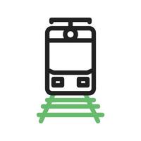 linha de trilhos de trem ícone verde e preto vetor