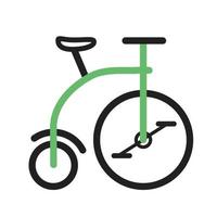 linha de bicicleta ícone verde e preto vetor