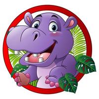 mascote de hipopótamo engraçado dos desenhos animados vetor