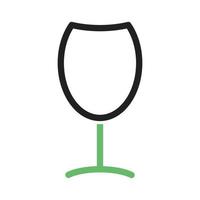 linha de copo de vinho ícone verde e preto vetor