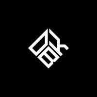 design de logotipo de carta obk em fundo preto. conceito de logotipo de letra de iniciais criativas obk. design de letra obk. vetor