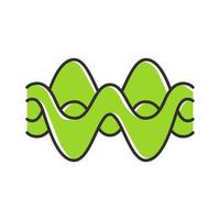 ícone de cor de ondas sobrepostas verde. energia abstrata, forma de onda de fluxo de sinergia. fluido, ondas orgânicas, ondas sonoras. amplitude de vibração, curvas de nível. linhas onduladas. ilustração vetorial isolada vetor