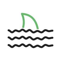 linha de tubarão perigoso ícone verde e preto vetor