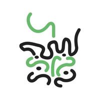 ícone verde e preto da linha do intestino delgado vetor