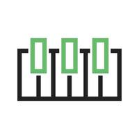 teclas de piano linha ícone verde e preto vetor