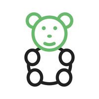 linha de urso ícone verde e preto vetor