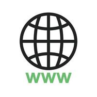 ícone verde e preto da linha da world wide web vetor