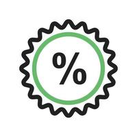 ícone verde e preto da linha de porcentagem vetor