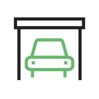 carro na linha de garagem ícone verde e preto vetor