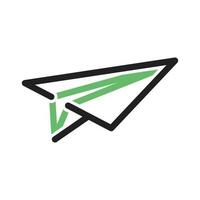 linha de avião de papel ícone verde e preto vetor