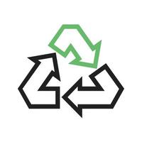 reciclar linha ícone verde e preto vetor