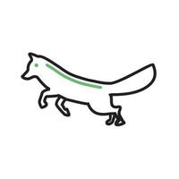 ícone de linha verde e preto de raposa vetor