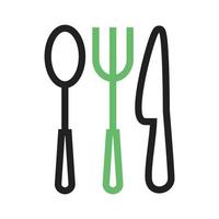 linha de utensílios ícone verde e preto vetor