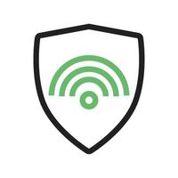 linha wifi protegida ícone verde e preto vetor