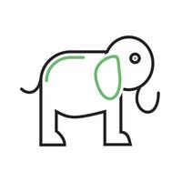 ícone de linha de elefante verde e preto vetor