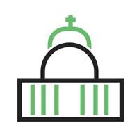ícone verde e preto da linha da catedral vetor