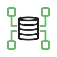 linha de data warehouse ícone verde e preto vetor