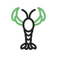 ícone verde e preto da linha da lagosta vetor