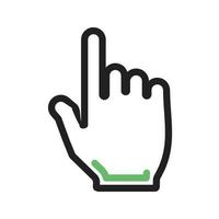 clique com a mão ícone de linha verde e preto vetor