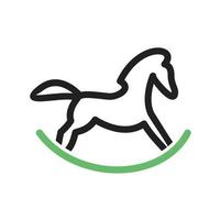 cavalo de balanço linha ícone verde e preto vetor